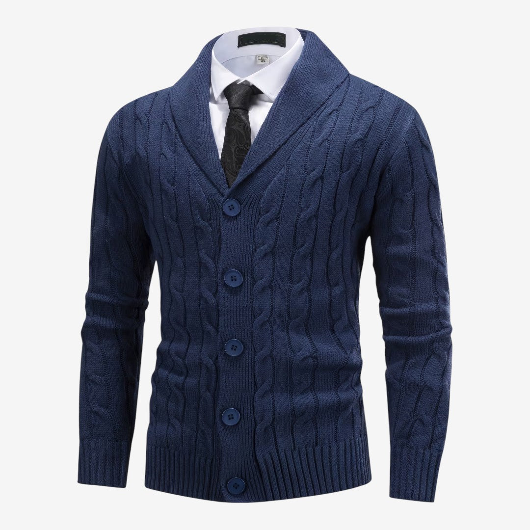 Men's Cable Knit Cardigan Button Closure Long Sleeve Cozy Autumn Winter