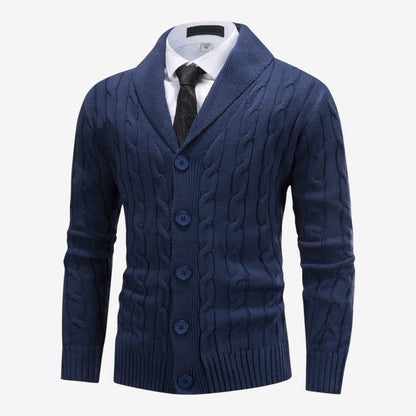 Men's Cable Knit Cardigan Button Closure Long Sleeve Cozy Autumn Winter