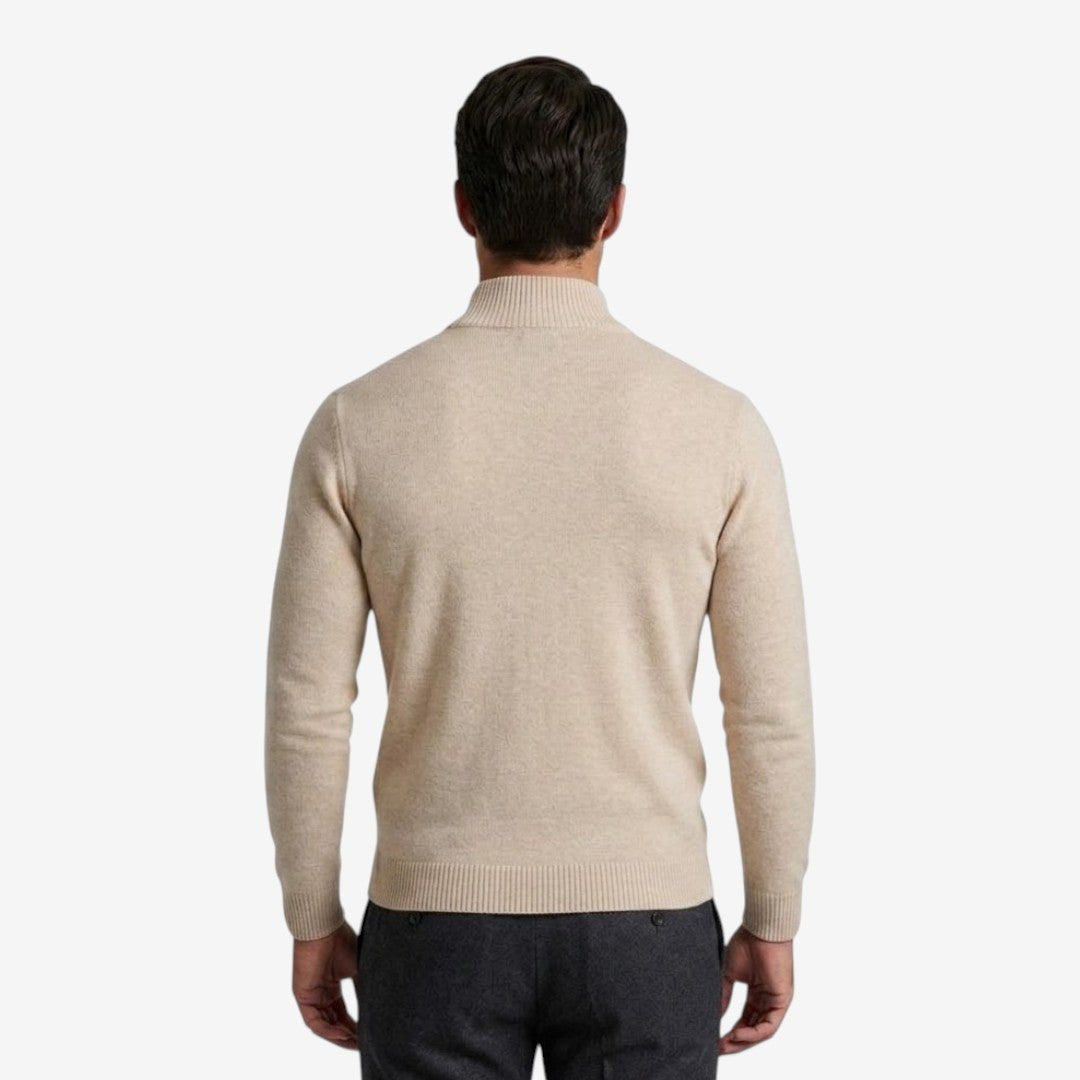 Men's Casual Knit Quarter Zip Jumper Relaxed Fit Long Sleeve Layering