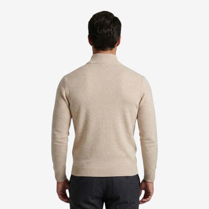 Men's Casual Knit Quarter Zip Jumper Relaxed Fit Long Sleeve Layering
