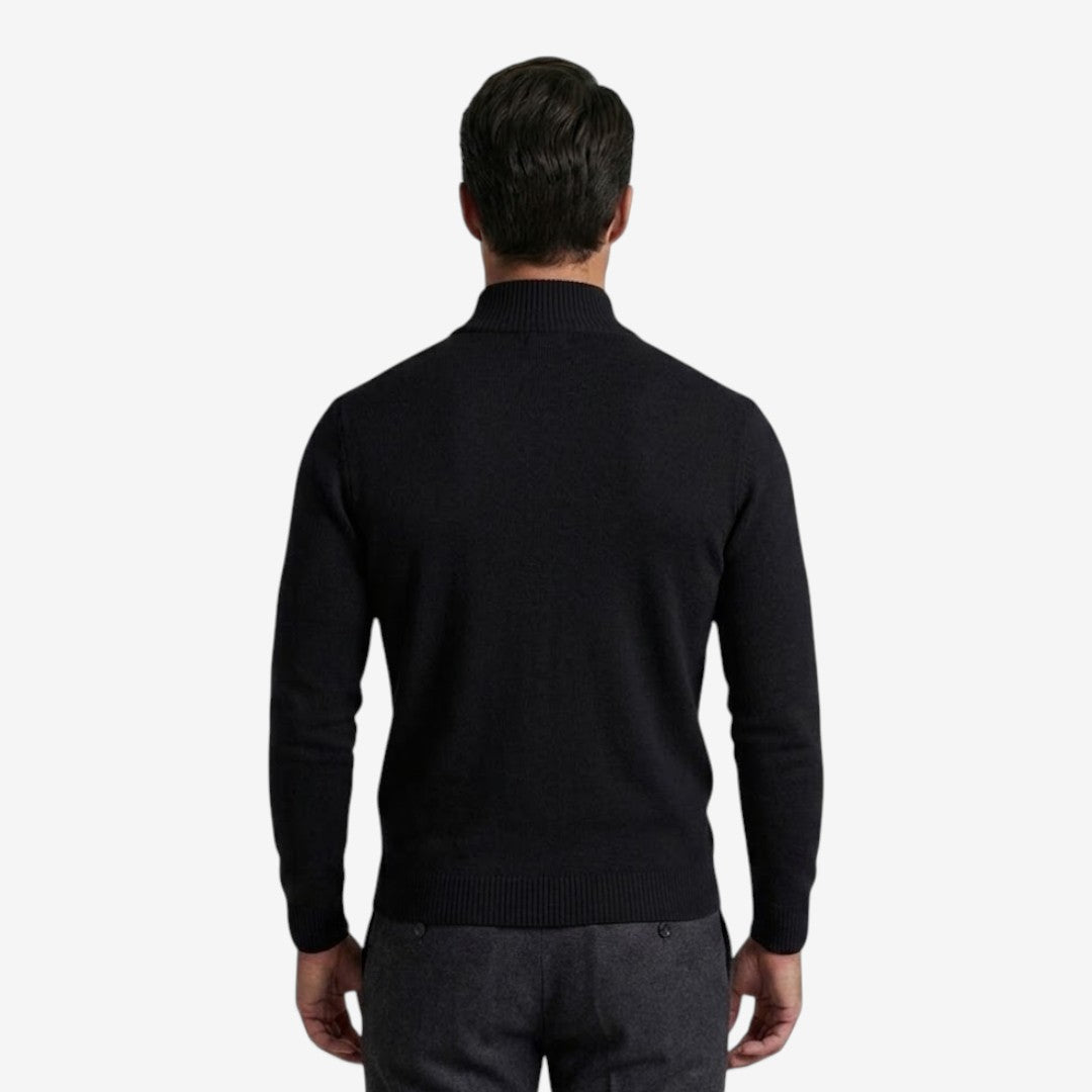 Men's Casual Knit Quarter Zip Jumper Relaxed Fit Long Sleeve Layering