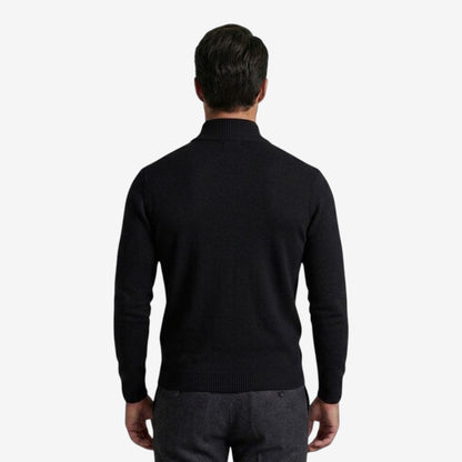 Men's Casual Knit Quarter Zip Jumper Relaxed Fit Long Sleeve Layering
