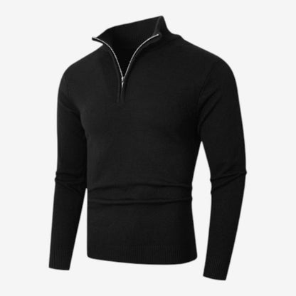 Men's Casual Knit Quarter Zip Jumper Relaxed Fit Long Sleeve Layering