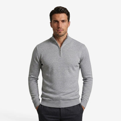 Men's Casual Knit Quarter Zip Jumper Relaxed Fit Long Sleeve Layering