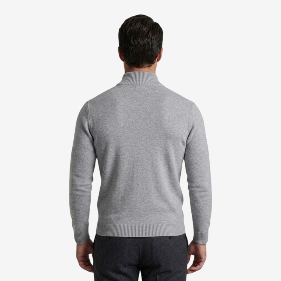 Men's Casual Knit Quarter Zip Jumper Relaxed Fit Long Sleeve Layering