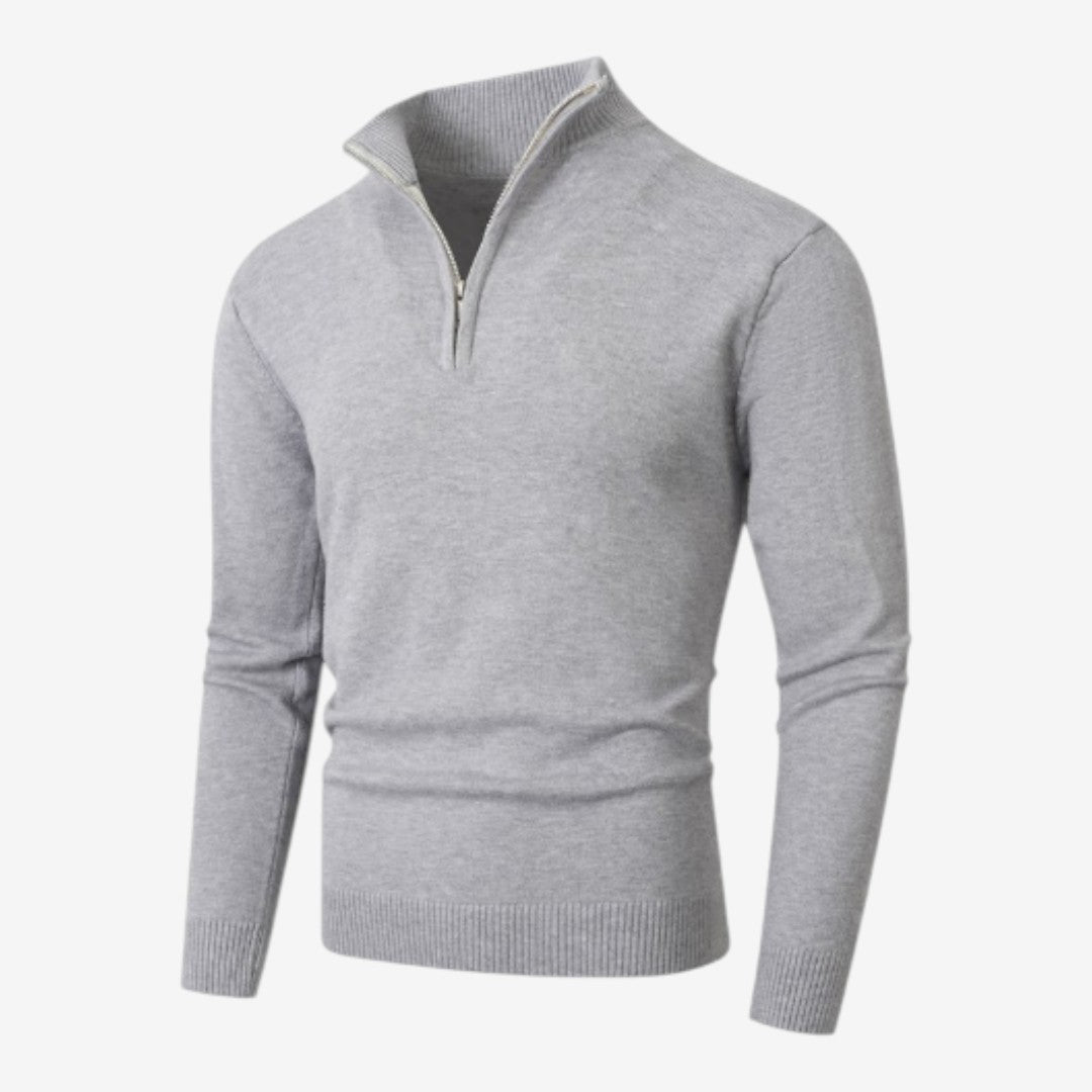 Men's Casual Knit Quarter Zip Jumper Relaxed Fit Long Sleeve Layering