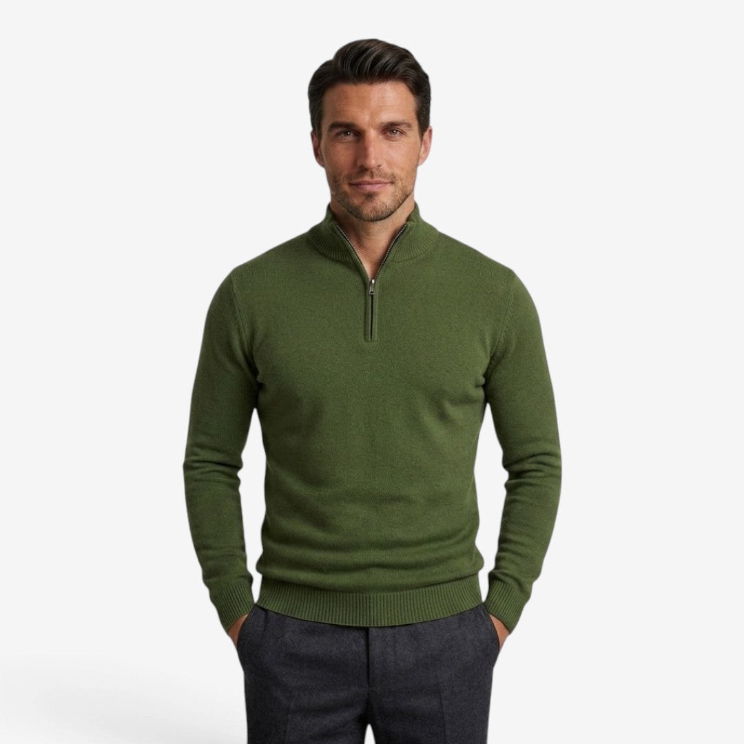Men's Casual Knit Quarter Zip Jumper Relaxed Fit Long Sleeve Layering