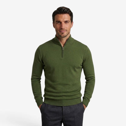 Men's Casual Knit Quarter Zip Jumper Relaxed Fit Long Sleeve Layering
