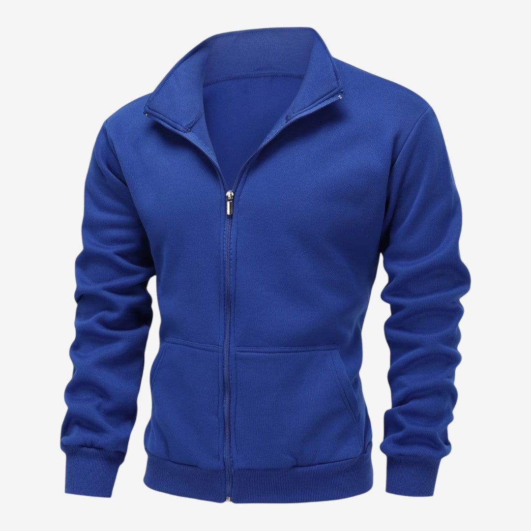 Men's Casual Knit Zip Jacket High-Neck Warm Layered Everyday Style
