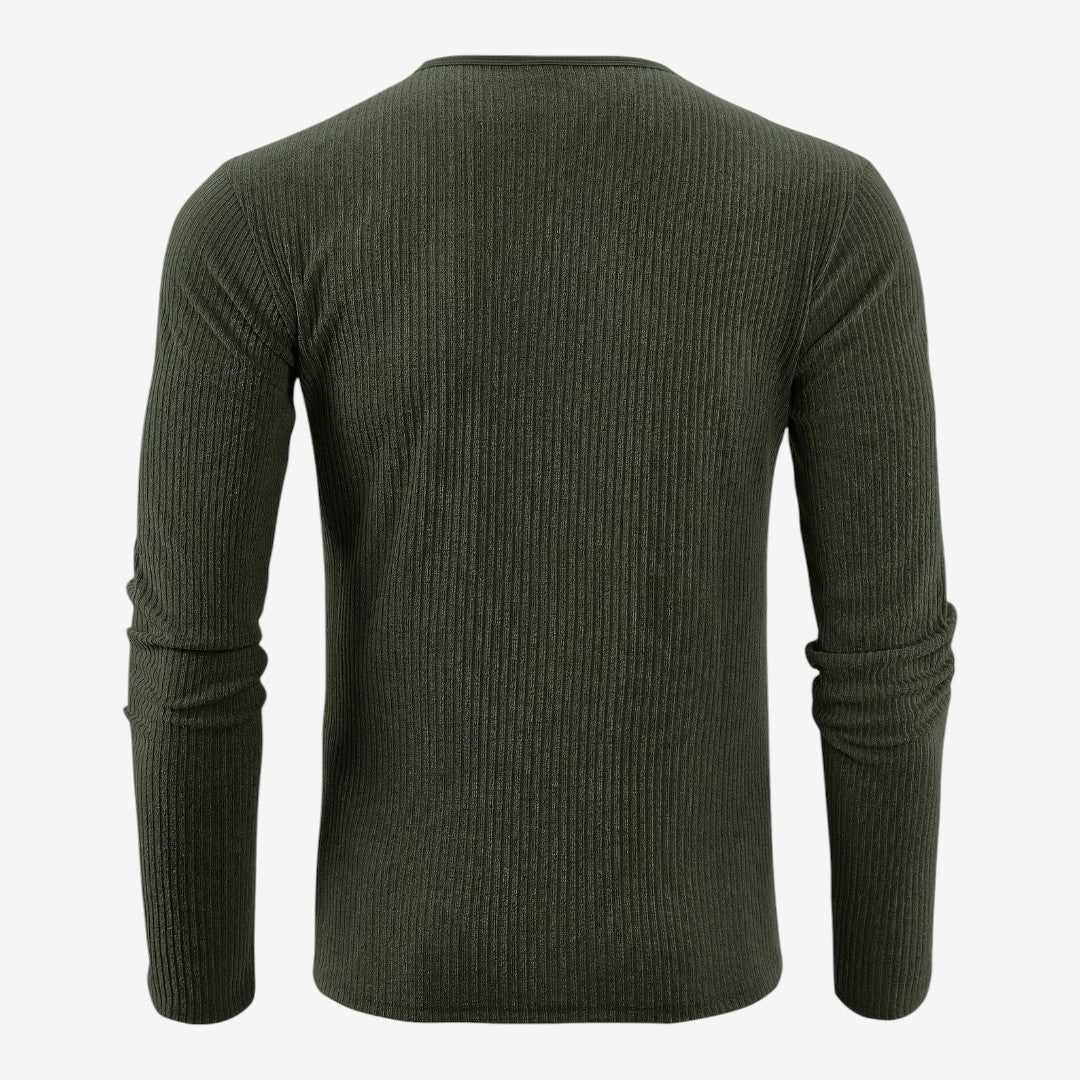 Men's Casual Ribbed Henley Shirt Long Sleeve Button-Up Relaxed Fit Autumn Winter