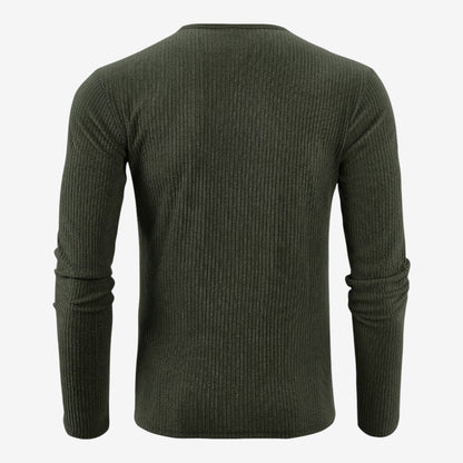 Men's Casual Ribbed Henley Shirt Long Sleeve Button-Up Relaxed Fit Autumn Winter