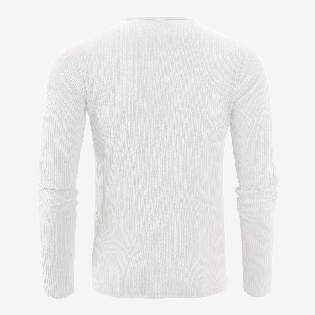 Men's Casual Ribbed Henley Shirt Long Sleeve Button-Up Relaxed Fit Autumn Winter