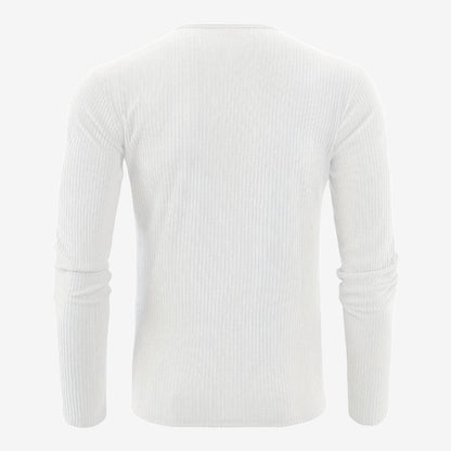 Men's Casual Ribbed Henley Shirt Long Sleeve Button-Up Relaxed Fit Autumn Winter