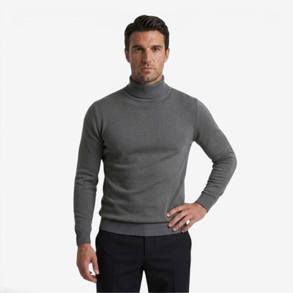 Men's Classic Knit Roll-Neck Jumper Relaxed Fit Long Sleeve Smart Casual