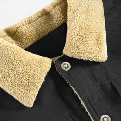 Men's Classic Fleece Jacket Lapel Collar Winter Layering Casual Outerwear
