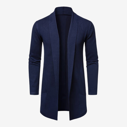 Men's Classic Long Cardigan Open Front Layering Soft Warm Casual