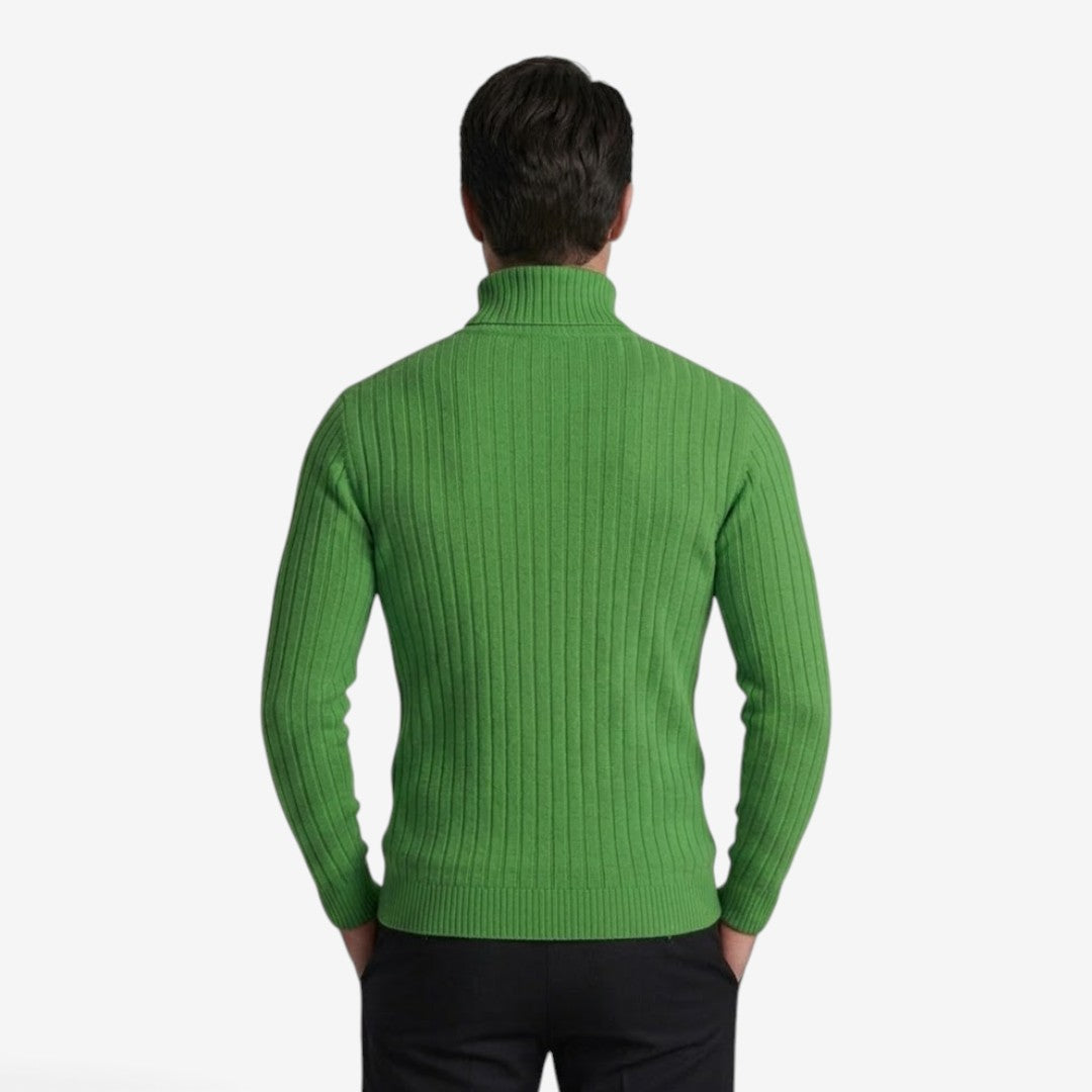 Men's Ribbed Roll-Neck Knit Jumper Slim Fit Stylish Casual Wear