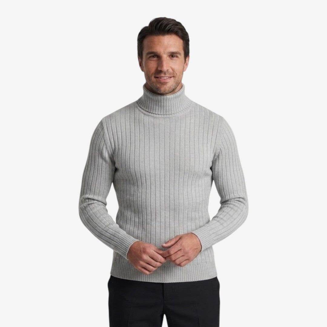 Men's Ribbed Roll-Neck Knit Jumper Slim Fit Stylish Casual Wear