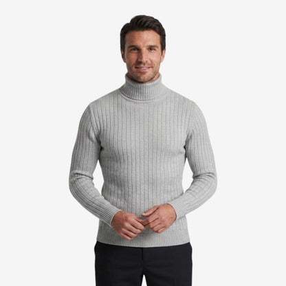 Men's Ribbed Roll-Neck Knit Jumper Slim Fit Stylish Casual Wear