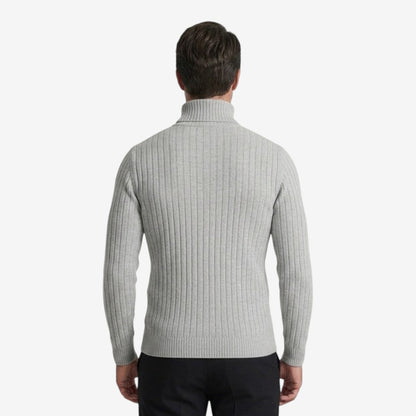 Men's Ribbed Roll-Neck Knit Jumper Slim Fit Stylish Casual Wear