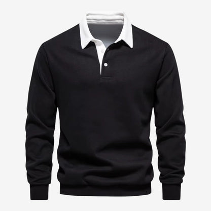 Men's Knit Polo Jumper Long Sleeve Collared Casual Autumn Winter Style