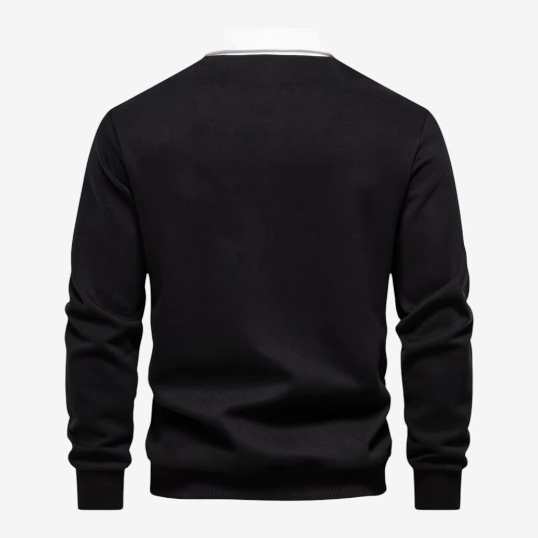 Men's Knit Polo Jumper Long Sleeve Collared Casual Autumn Winter Style
