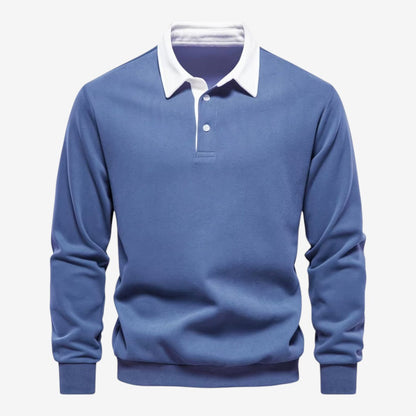 Men's Knit Polo Jumper Long Sleeve Collared Casual Autumn Winter Style