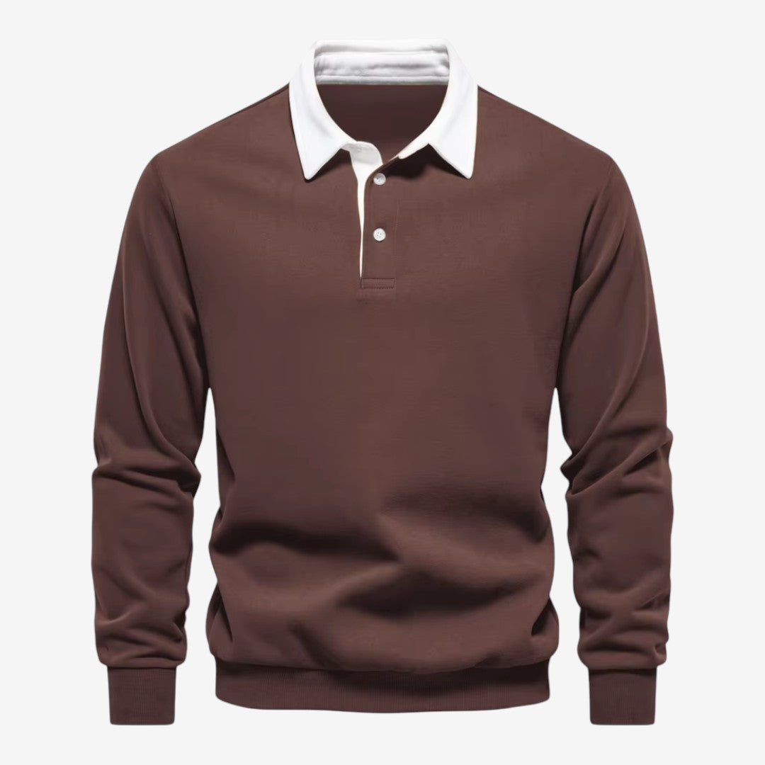 Men's Knit Polo Jumper Long Sleeve Collared Casual Autumn Winter Style