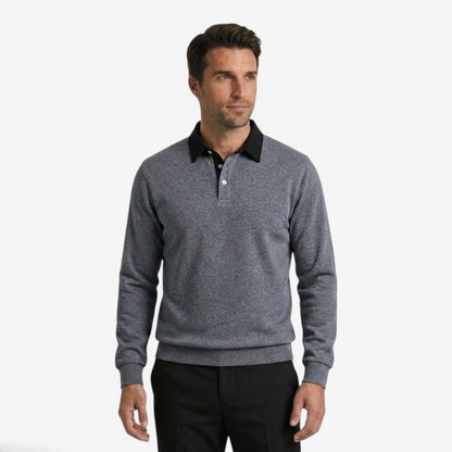 Men's Knit Polo Jumper Long Sleeve Collared Casual Autumn Winter Style