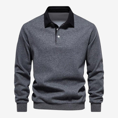 Men's Knit Polo Jumper Long Sleeve Collared Casual Autumn Winter Style