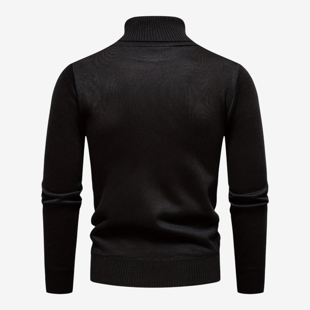 Men's Textured Knit Roll-Neck Jumper Relaxed Fit Long Sleeve Casual Everyday