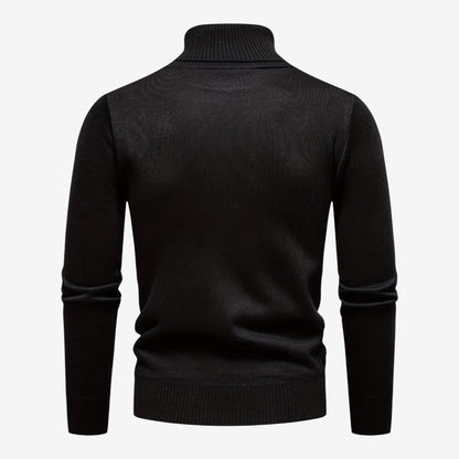 Men's Textured Knit Roll-Neck Jumper Relaxed Fit Long Sleeve Casual Everyday