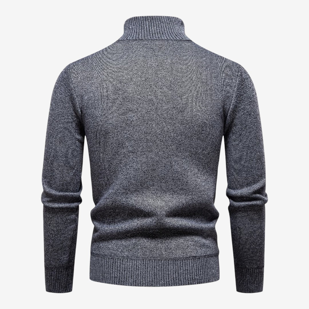 Men's Textured Knit Roll-Neck Jumper Relaxed Fit Long Sleeve Casual Everyday