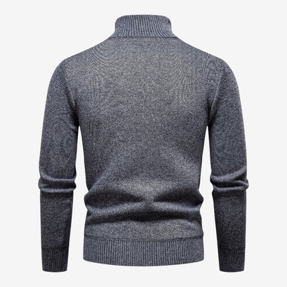 Men's Textured Knit Roll-Neck Jumper Relaxed Fit Long Sleeve Casual Everyday