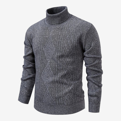 Men's Textured Knit Roll-Neck Jumper Relaxed Fit Long Sleeve Casual Everyday