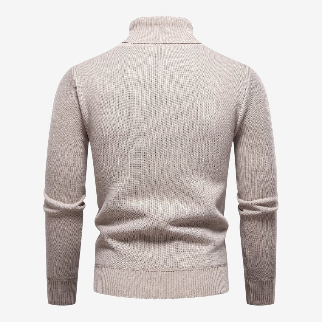 Men's Textured Knit Roll-Neck Jumper Relaxed Fit Long Sleeve Casual Everyday