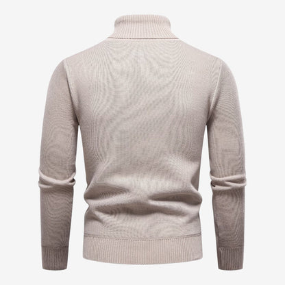 Men's Textured Knit Roll-Neck Jumper Relaxed Fit Long Sleeve Casual Everyday