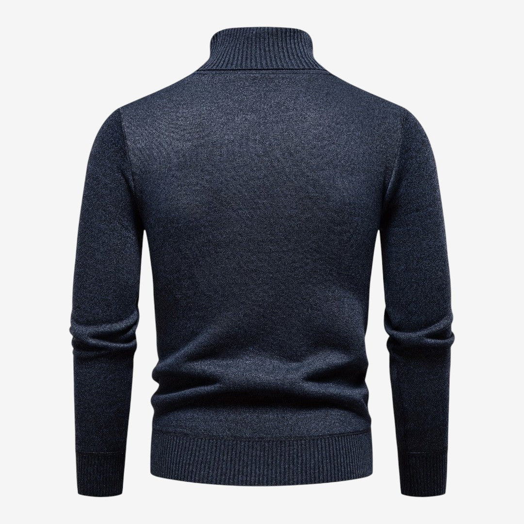 Men's Textured Knit Roll-Neck Jumper Relaxed Fit Long Sleeve Casual Everyday