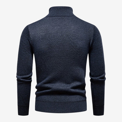 Men's Textured Knit Roll-Neck Jumper Relaxed Fit Long Sleeve Casual Everyday