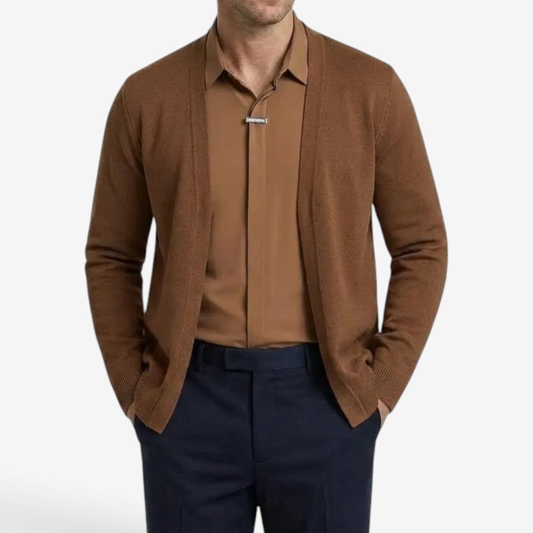 Men's Knit Cardigan Layered Smart Casual Style Long Sleeve Open Front