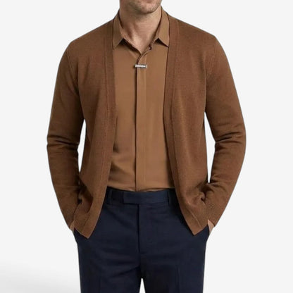 Men's Knit Cardigan Layered Smart Casual Style Long Sleeve Open Front