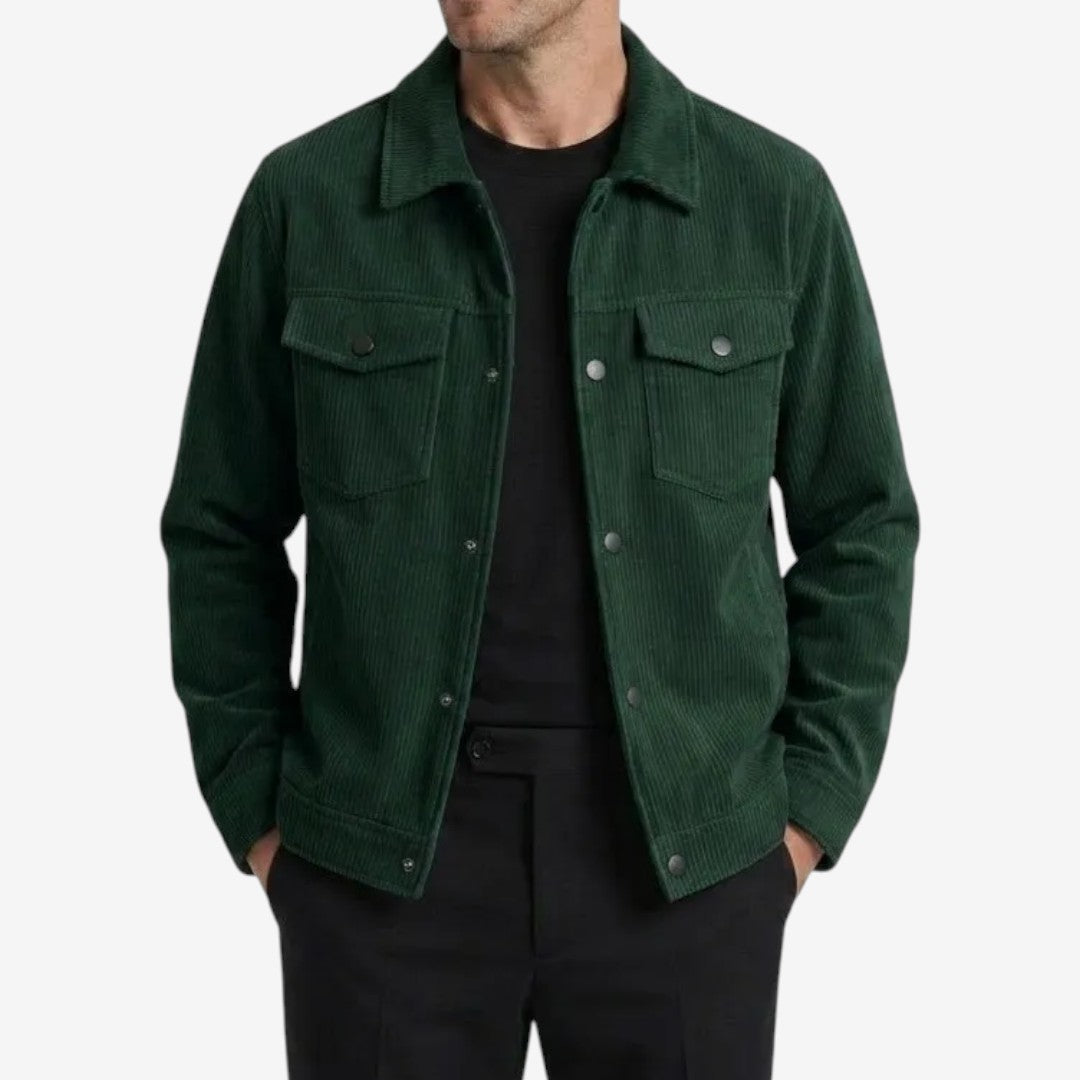 Men's Knit Corduroy Jacket Button Closure Pockets Casual Everyday