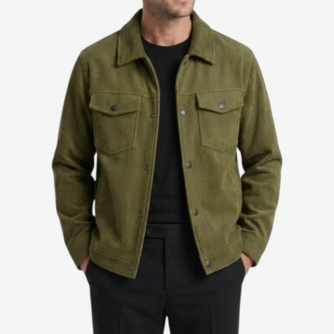Men's Knit Corduroy Jacket Button Closure Pockets Casual Everyday