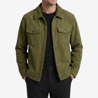 Men's Knit Corduroy Jacket Button Closure Pockets Casual Everyday