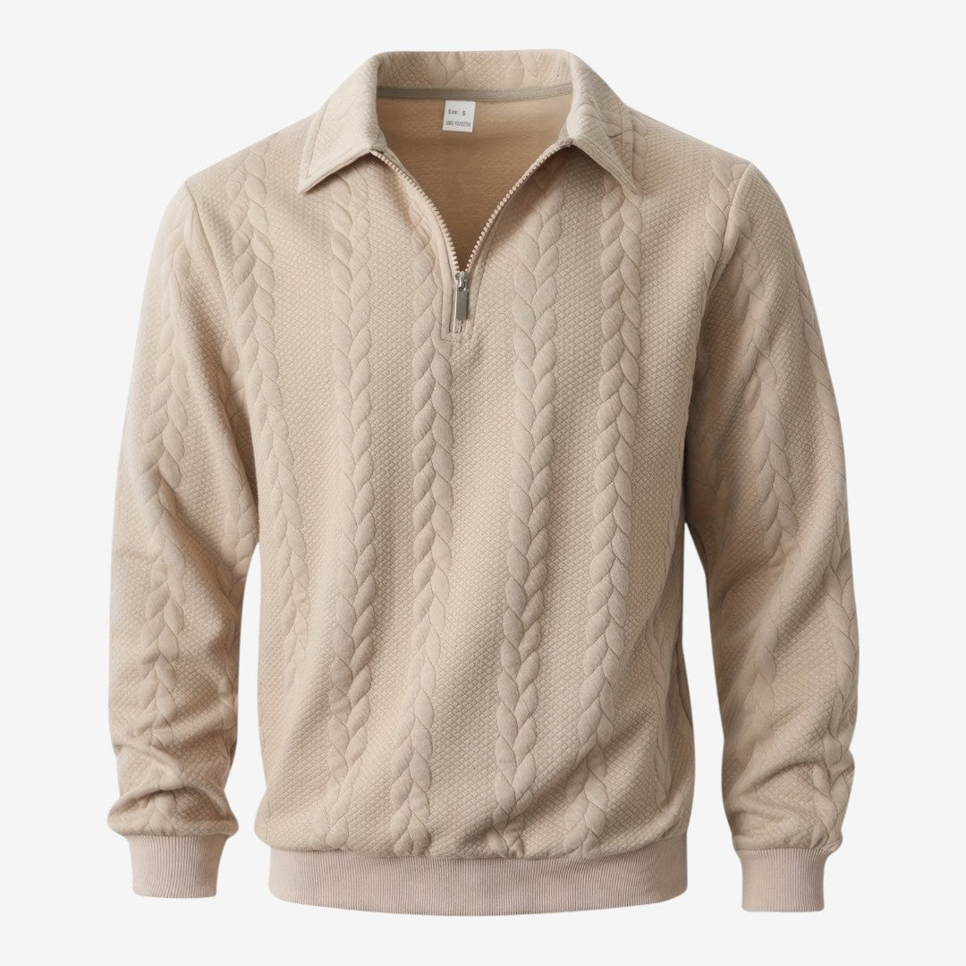 Men's Knit Quarter Zip Jumper Casual Warm Layering Everyday Wear