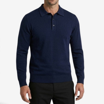 Men's Long Sleeve Polo Shirt Knit Casual Fit Collared Smart-Casual Wear