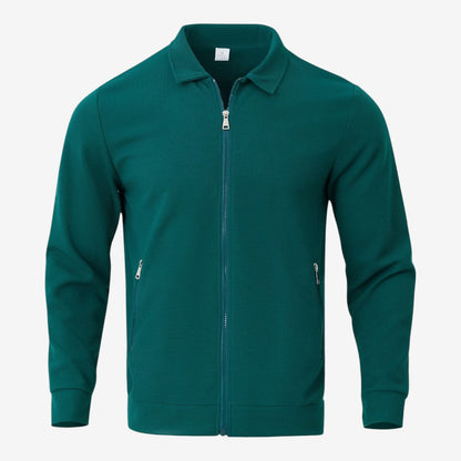 Men's Waffle Jacket Full Zip Collared Casual Everyday Layering