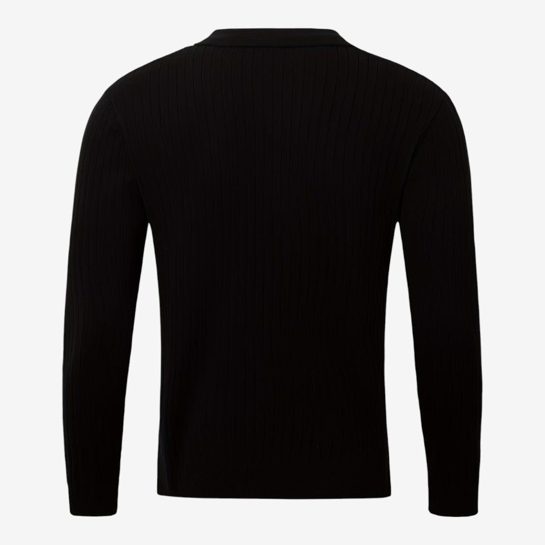 Men's Long Sleeve Knit Polo Shirt Casual Fit Collared Everyday Wear