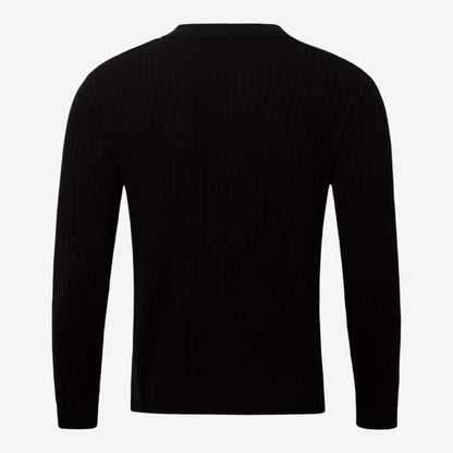 Men's Long Sleeve Knit Polo Shirt Casual Fit Collared Everyday Wear