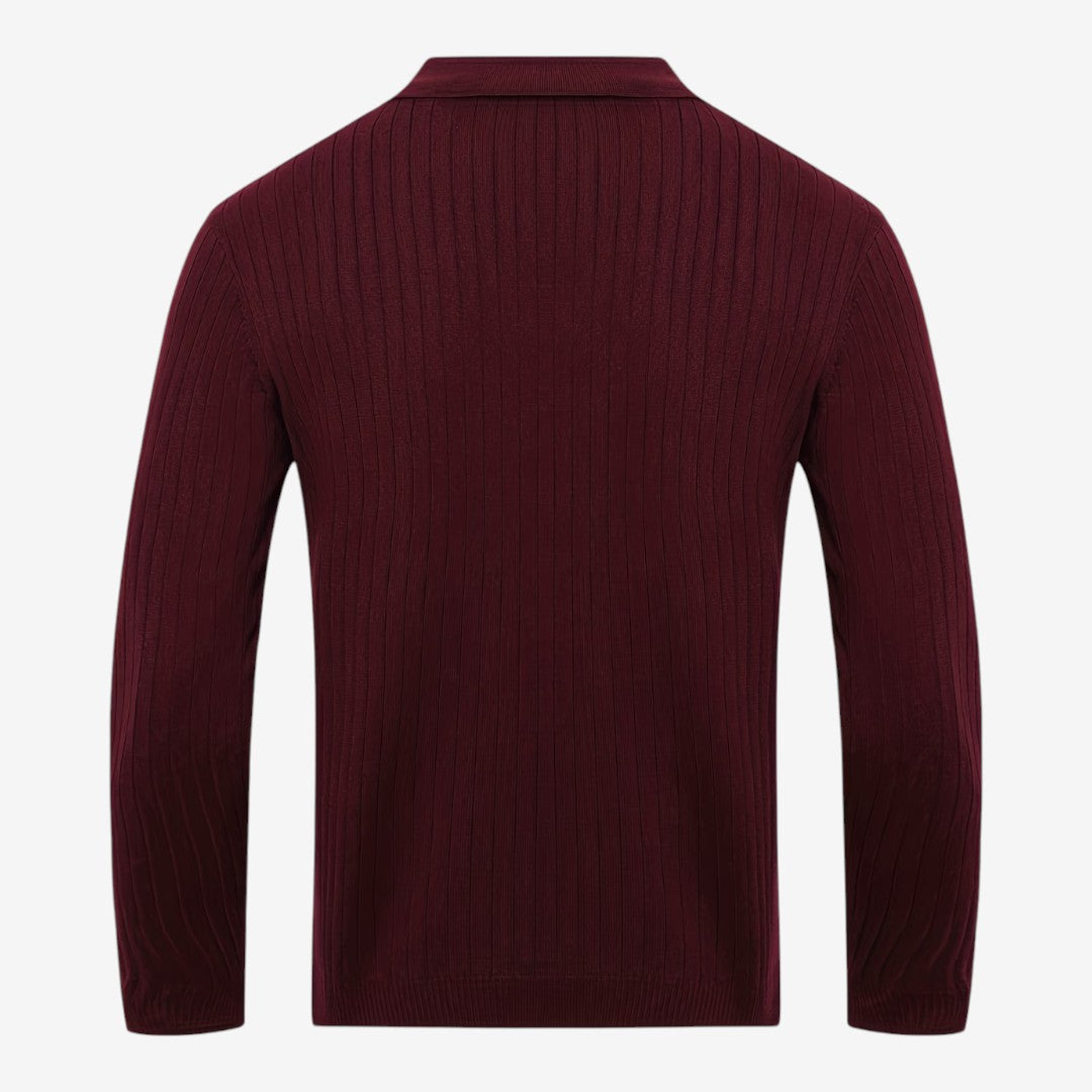 Men's Long Sleeve Knit Polo Shirt Casual Fit Collared Everyday Wear